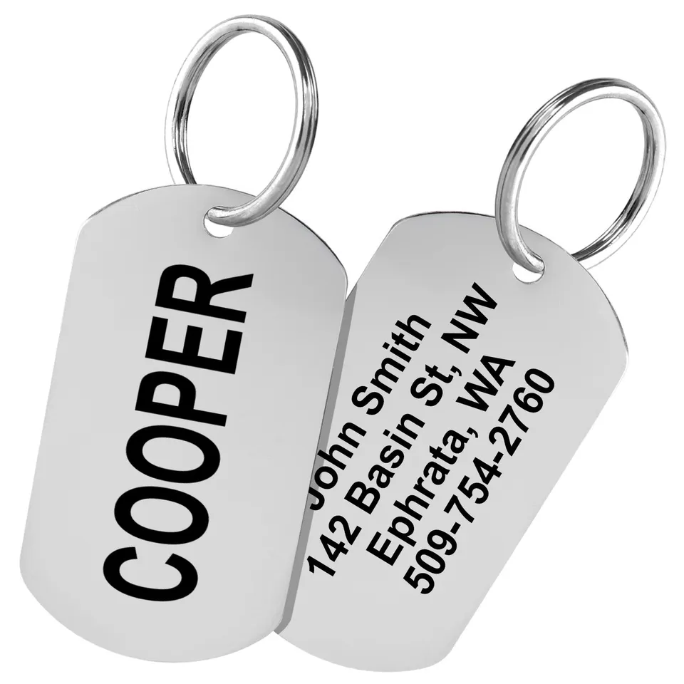 gotags-rectangle-pet-id-tag-stainless-steel-personalized-double-sided-engraving image 1