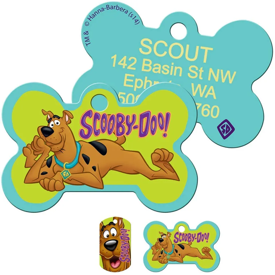 gotags-scooby-doo-dog-id-tag-licensed-brass-two-shapes image 1