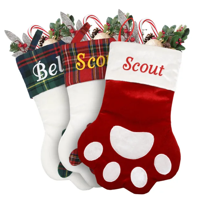 gotags-paw-shaped-personalized-christmas-stocking-for-pets-soft-velvet-custom-em image 1