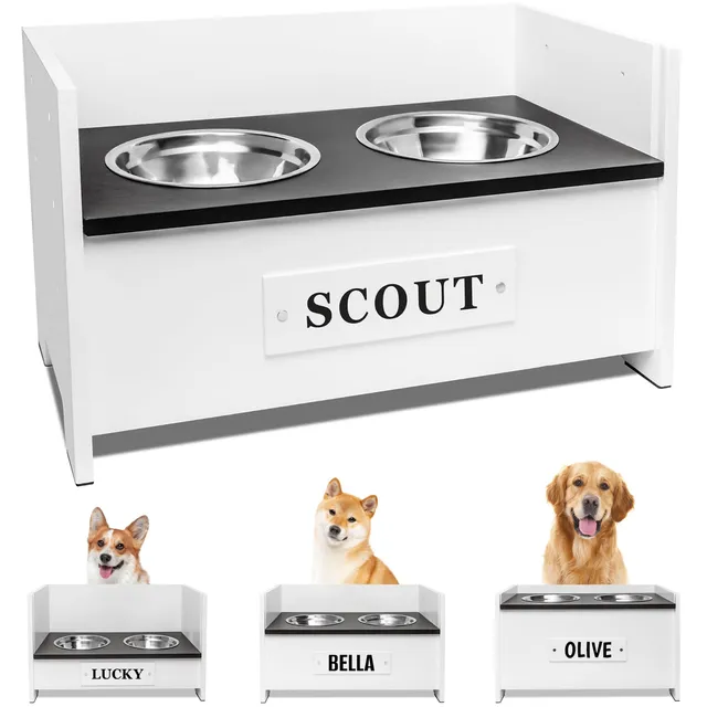 gotags-personalized-adjustable-elevated-dog-bowl-feeder-stand-3-height-levels-cu image 1