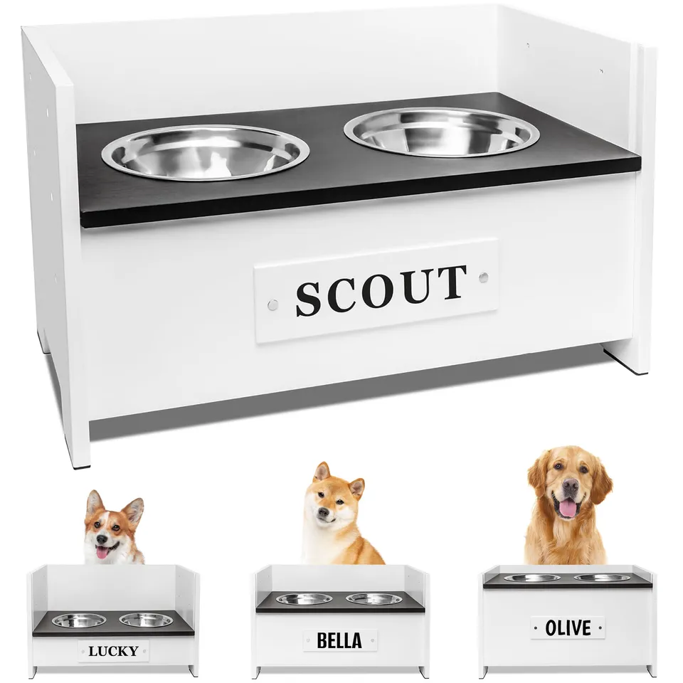 gotags-personalized-adjustable-elevated-dog-bowl-feeder-stand-3-height-levels-cu image 1