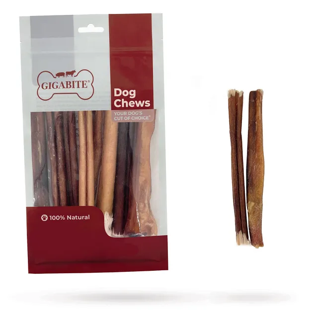 gigabite-bully-sticks-dog-treats-low-odor-grass-fed-6-inch-10-count image 1