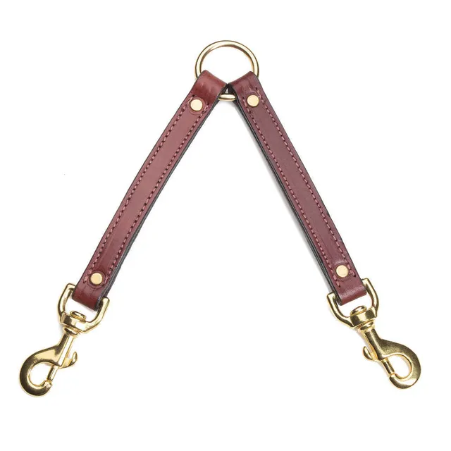 mendota-pet-leather-two-dog-coupler-chestnut-12-or-25-inch image 1