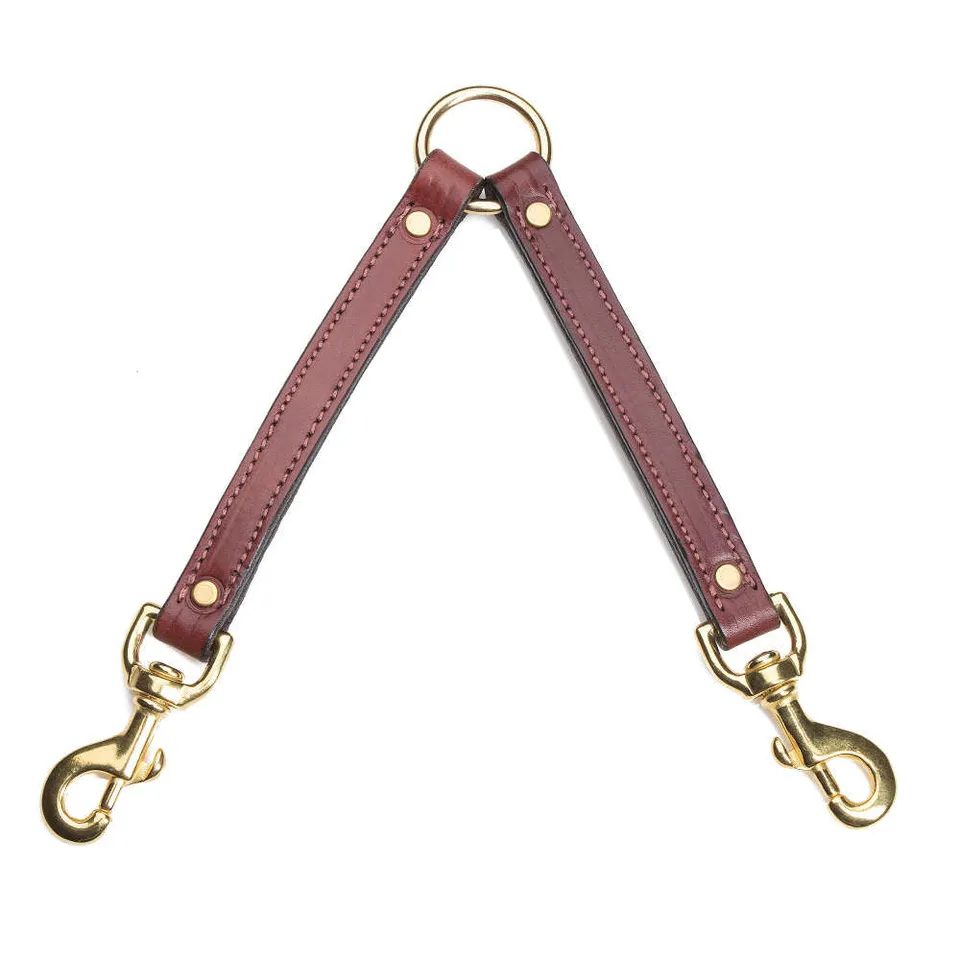 mendota-pet-leather-two-dog-coupler-chestnut-12-or-25-inch image 1