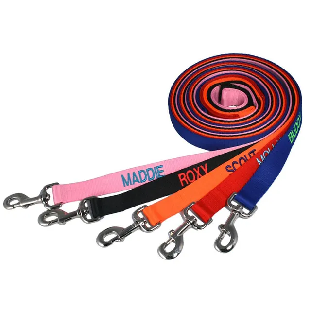 gotags-6-foot-personalized-nylon-dog-leash-custom-embroidery-5-colors-15-thread- image 1