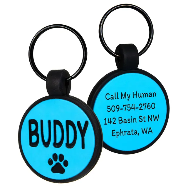 gotags-round-silent-silicone-pet-id-tag-custom-engraved-noiseless-5-colors image 1