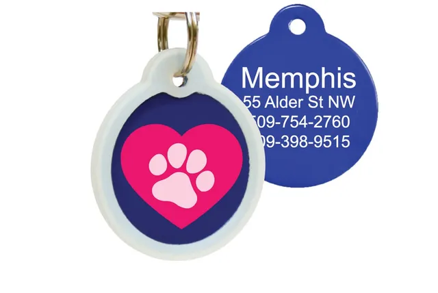 gotags-heart-paw-print-pet-id-tag-with-glow-silencer-anodized-aluminum image 1