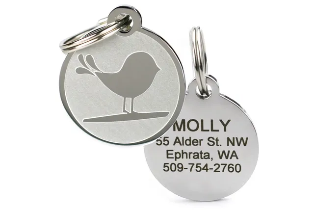 gotags-pet-id-tag-with-bird-design-stainless-steel-engravable image 1
