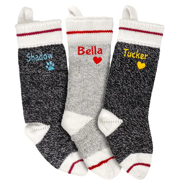 gotags-personalized-hand-knit-christmas-stocking-embroidered-name-paw-heart-100- image 1
