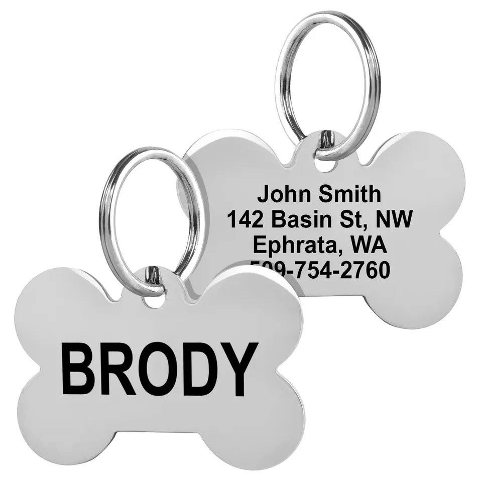 gotags-classic-bone-shaped-pet-id-tag-stainless-steel-double-sided-engraving image 1