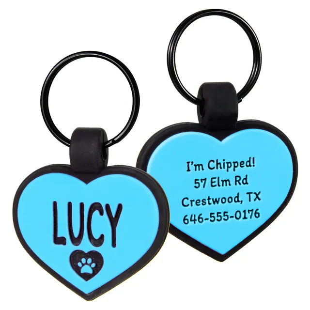 gotags-heart-silent-silicone-pet-id-tag-engraved-double-sided-5-colors image 1