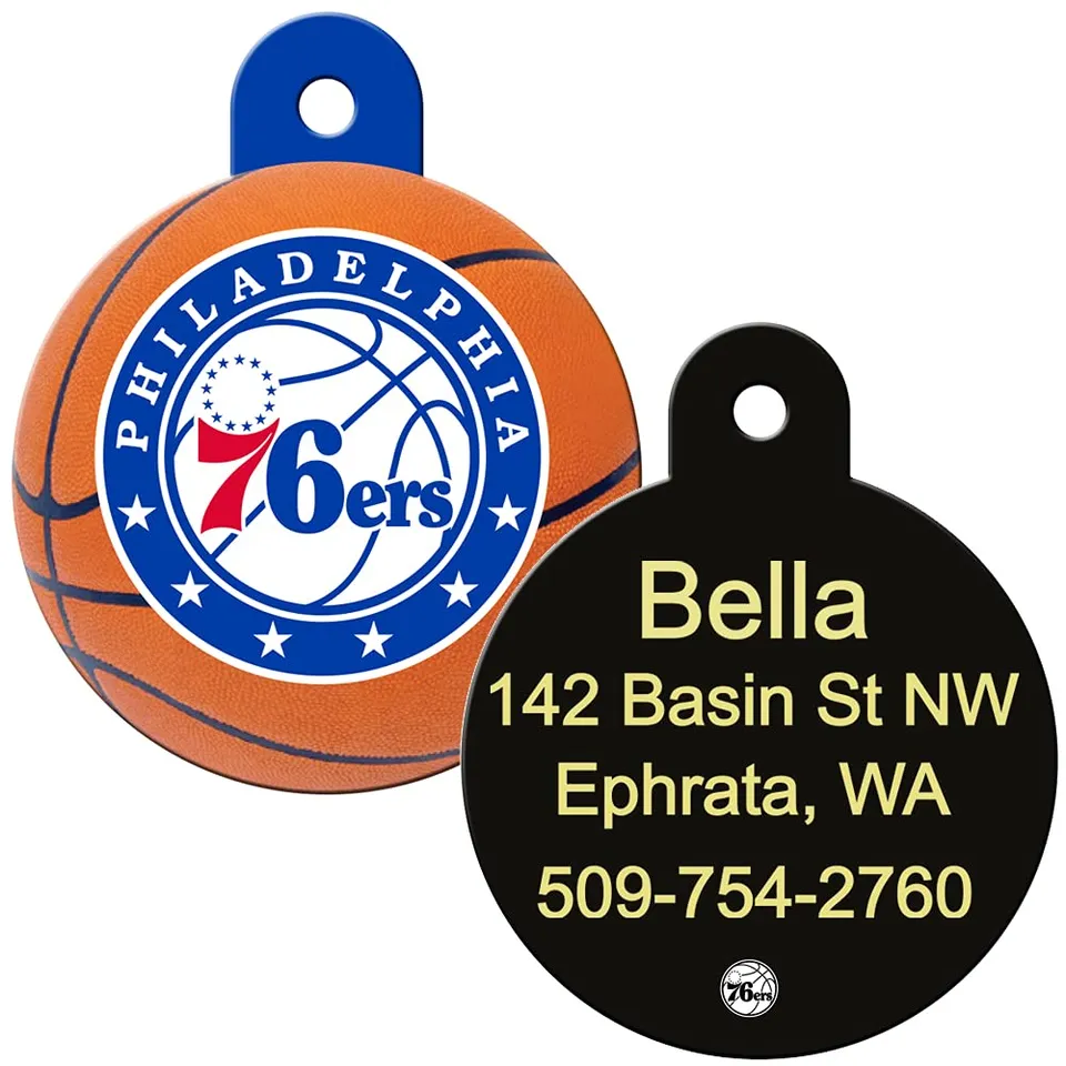 gotags-nba-team-round-dog-id-tag-licensed-brass-personalized image 1