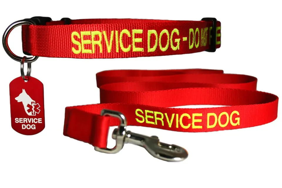 gotags-service-dog-collar-and-leash-set-embroidered-with-personalized-id-tag image 1