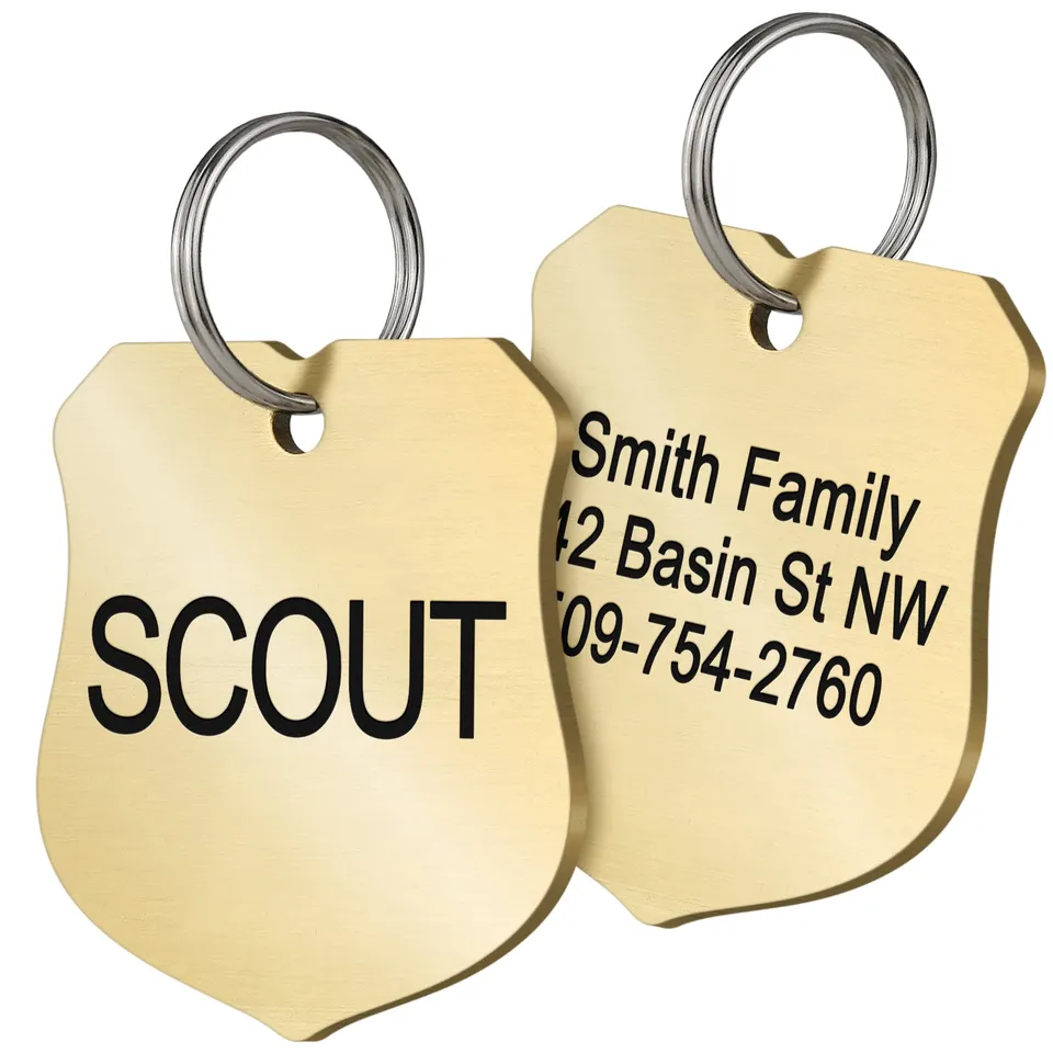 gotags-ranger-badge-shape-brass-dog-id-tag image 1