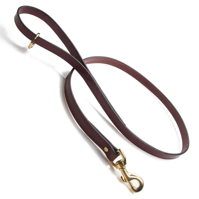 mendota-pet-leather-snap-leash-chestnut-rolled-standard image 1