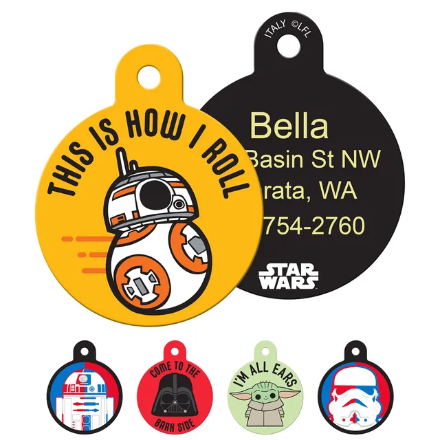 gotags-star-wars-pet-id-tag-brass-uv-cured-paint-laser-engraved-6-designs image 1