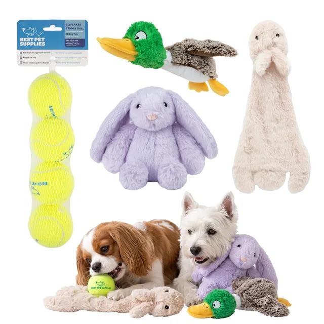 voyager-dog-toy-enrichment-bundle-4-piece-set-with-tennis-balls-plush-squeak-toy image 1