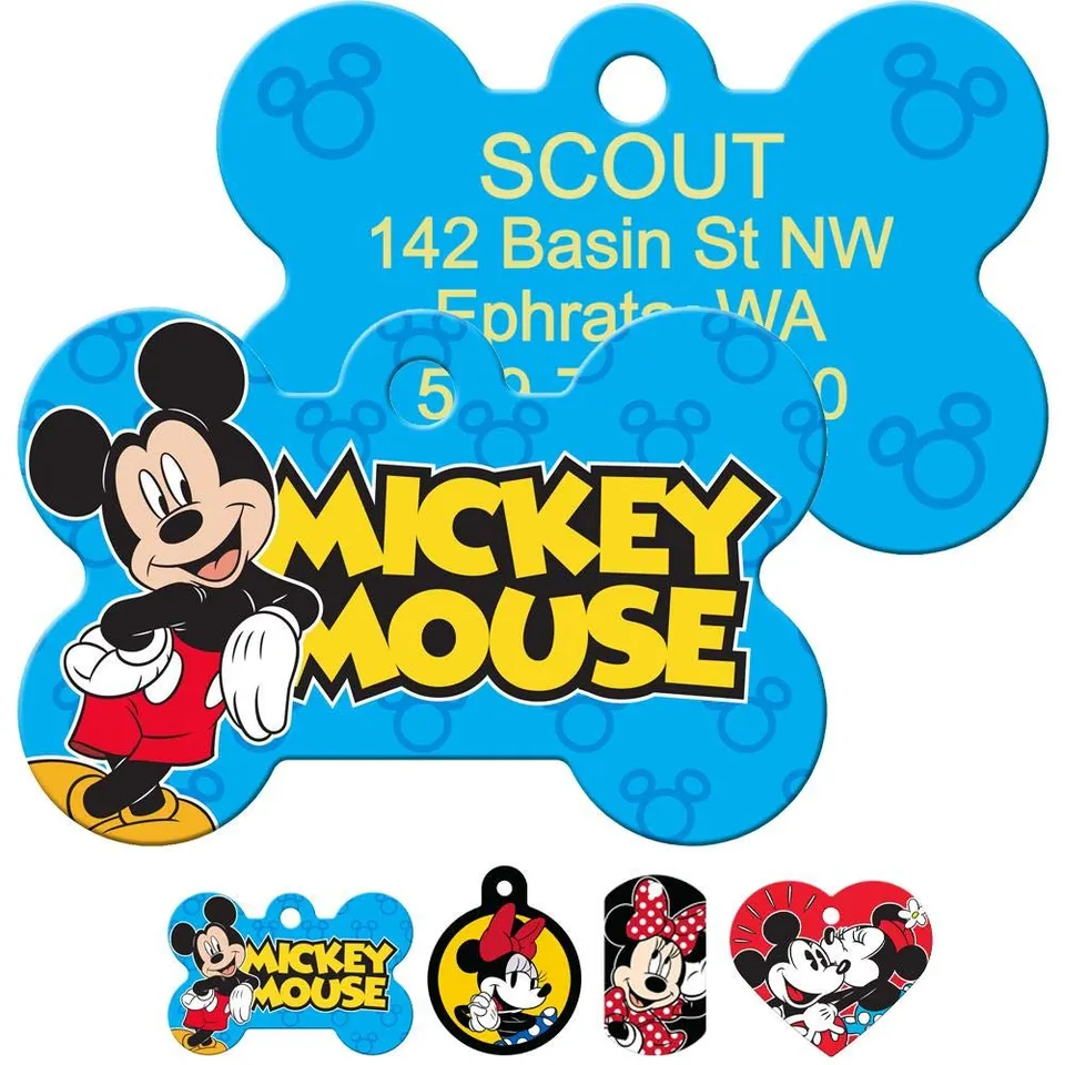 gotags-disney-mickey-minnie-mouse-dog-id-tag-personalized-engraved-brass-pet-tag image 1