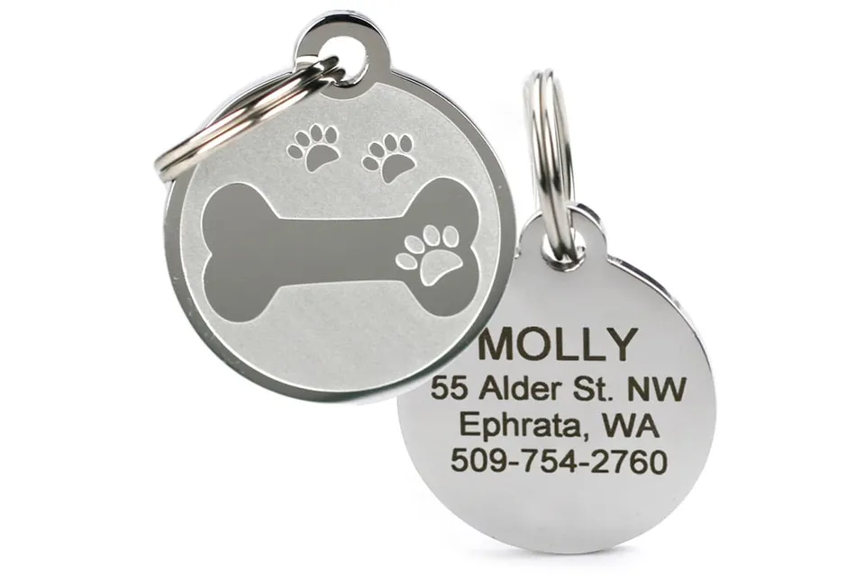gotags-bone-and-paw-print-dog-tag-in-stainless-steel image 1