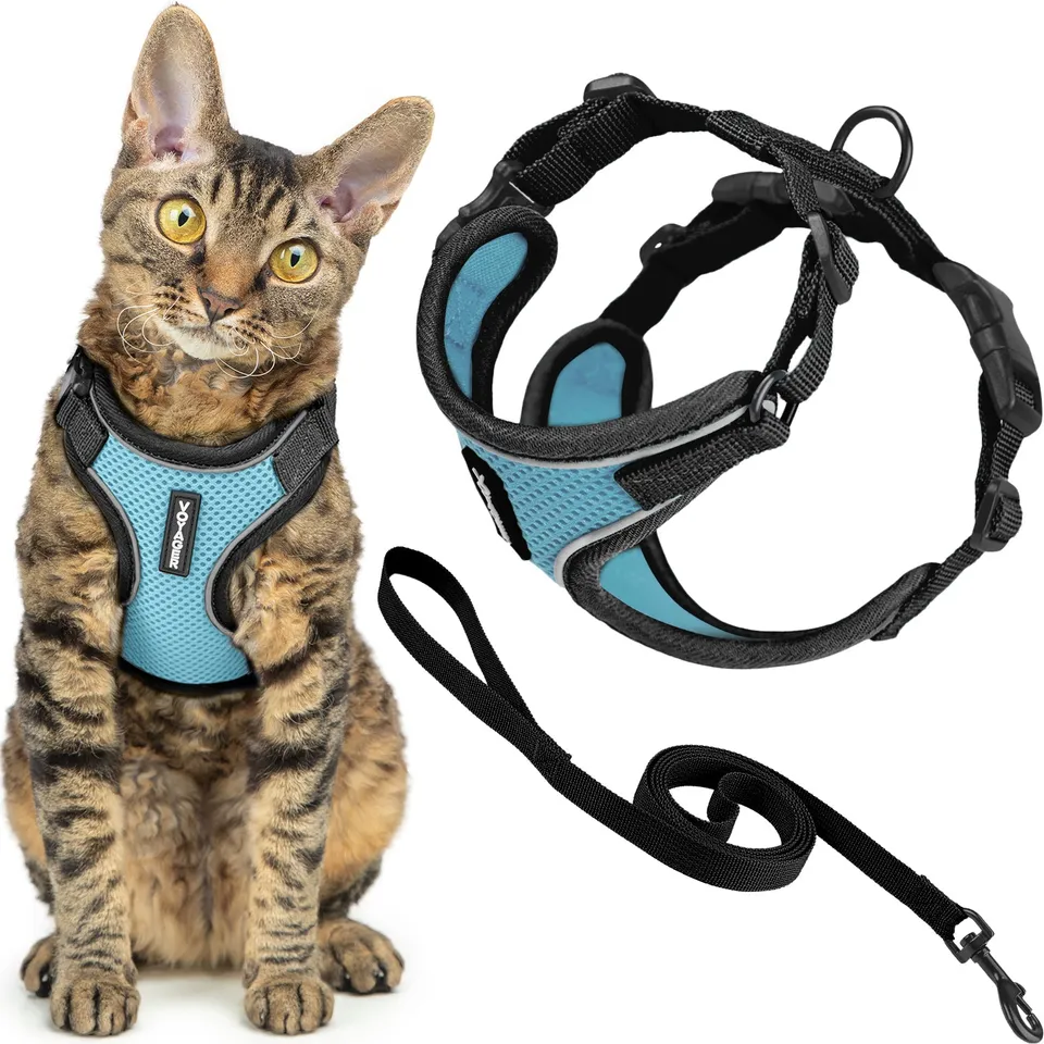 voyager-escape-proof-cat-harness-and-leash-set-adjustable-reflective-with-black- image 1