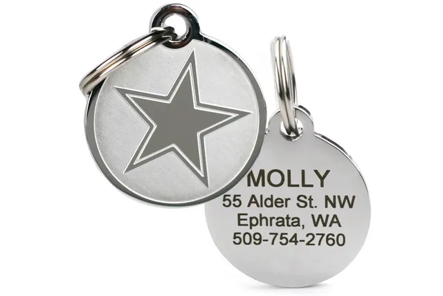 gotags-pet-id-tag-with-star-stainless-steel-embossed-design-personalized-engravi image 1