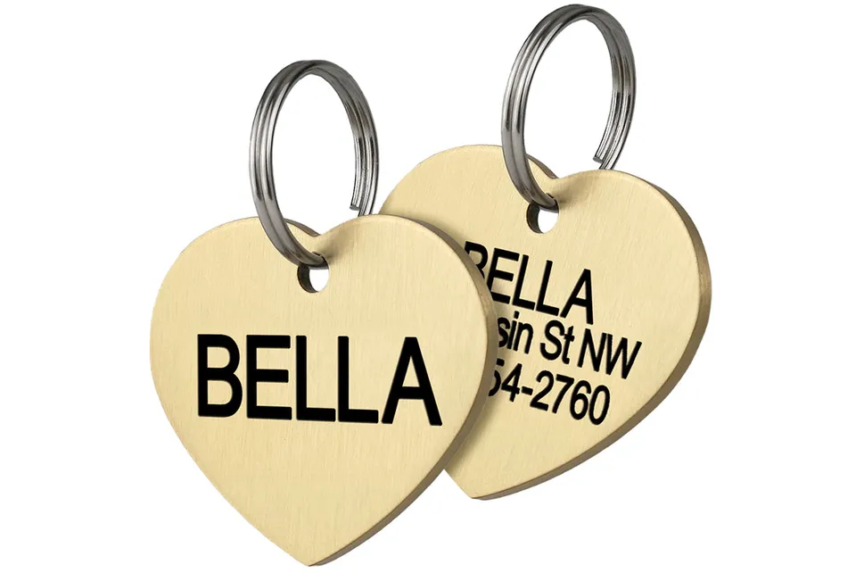 gotags-heart-shape-brass-dog-id-tag-personalized-double-sided-engraving image 1