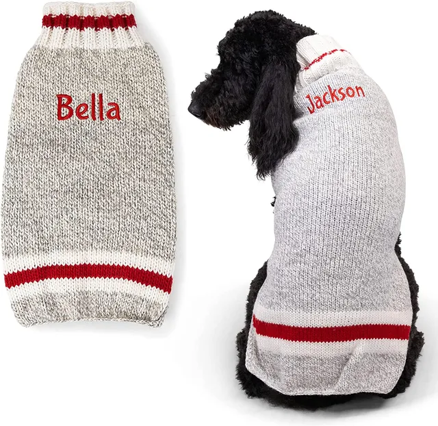 gotags-personalized-gray-wool-dog-sweater-custom-embroidered-name image 1