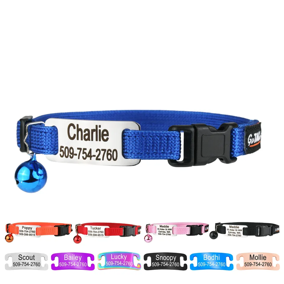gotags-breakaway-cat-collar-with-slide-on-silent-id-tag-safety-buckle-removable- image 1