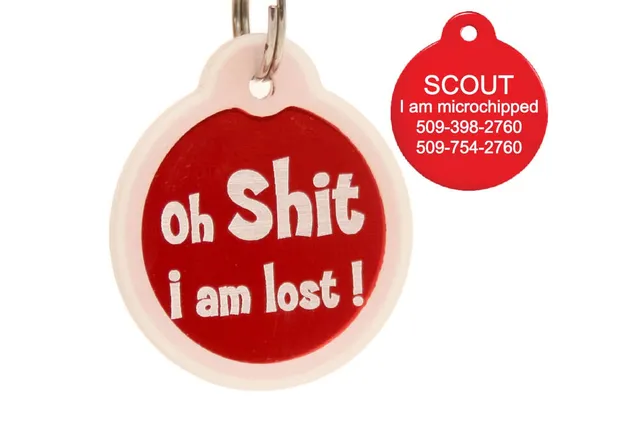 gotags-oh-shit-i-m-lost-funny-pet-id-tag-with-silencer-aluminum-glow-in-the-dark image 1