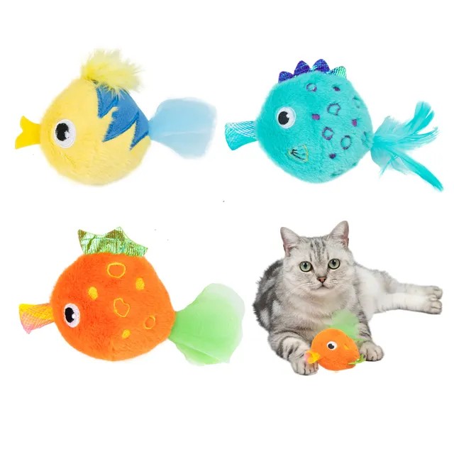 catify-fluffy-fish-cat-toy-premium-catnip-filled-plush-fish-set-for-interactive- image 1