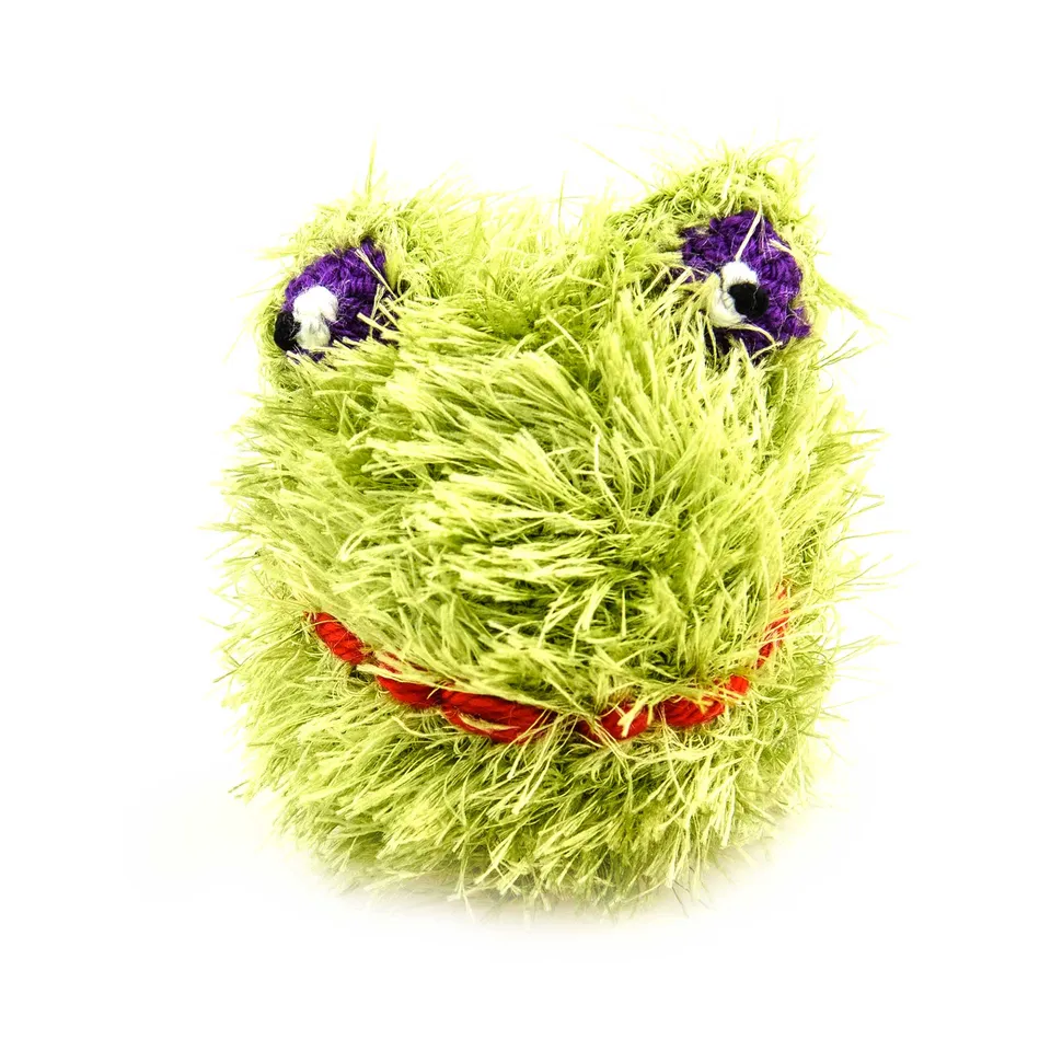 oomaloo-ballhead-frog-handmade-squeaky-dog-toy-medium-4-x4-x4-funky-fur-heavy-du image 1