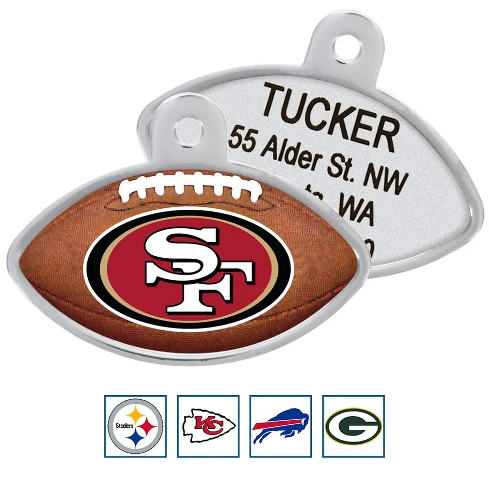 gotags-nfl-team-football-dog-id-tag-officially-licensed-personalized-solid-brass image 1