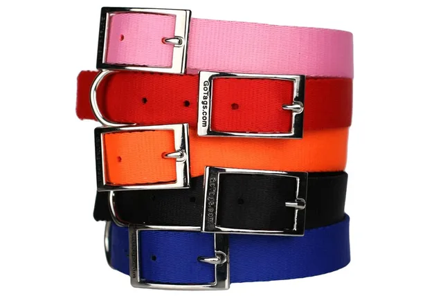 gotags-dog-collar-with-metal-buckle-premium-nylon-5-colors-9-sizes-machine-washa image 1