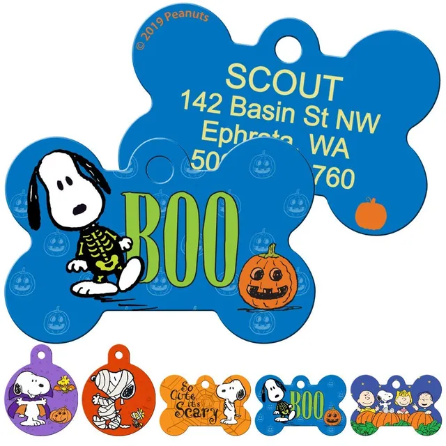 gotags-halloween-snoopy-dog-id-tag-personalized-solid-brass-peanuts-tag-4-spooky image 1