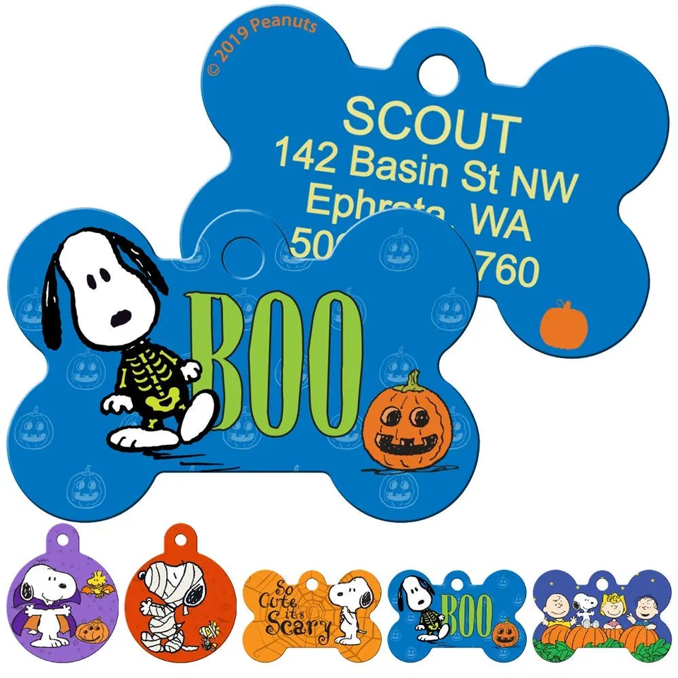 gotags-halloween-snoopy-dog-id-tag-personalized-solid-brass-peanuts-tag-4-spooky image 1