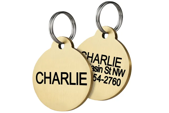 gotags-round-brass-dog-id-tag-personalized image 1