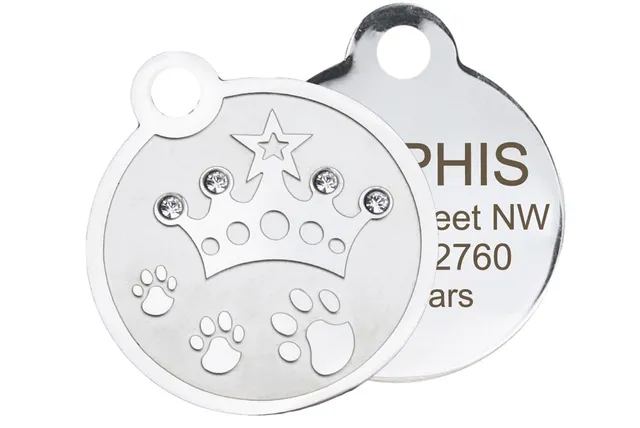 gotags-crystal-crown-pet-id-tag-in-stainless-steel-with-swarovski-crystals-custo image 1