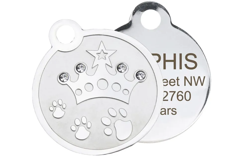 gotags-crystal-crown-pet-id-tag-in-stainless-steel-with-swarovski-crystals-custo image 1