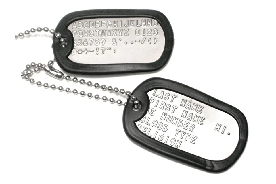 gotags-embossed-military-dog-tag-necklace-set-stainless-steel-2-custom-tags-sile image 1