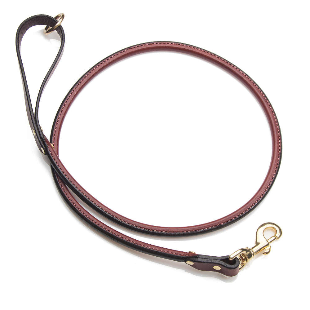 mendota-pet-leather-snap-leash-chestnut-rolled-standard image 2