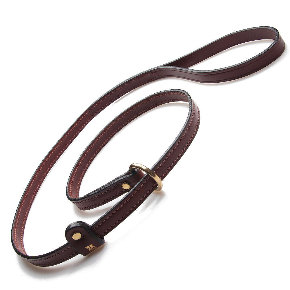 mendota-pet-leather-slip-leash-chestnut-rolled-standard image 2