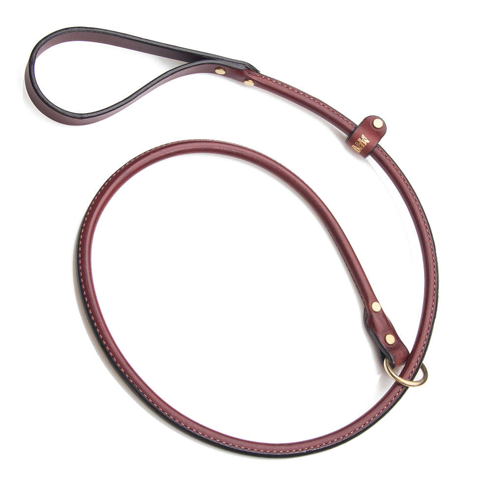 mendota-pet-leather-slip-leash-chestnut-rolled-standard image 1
