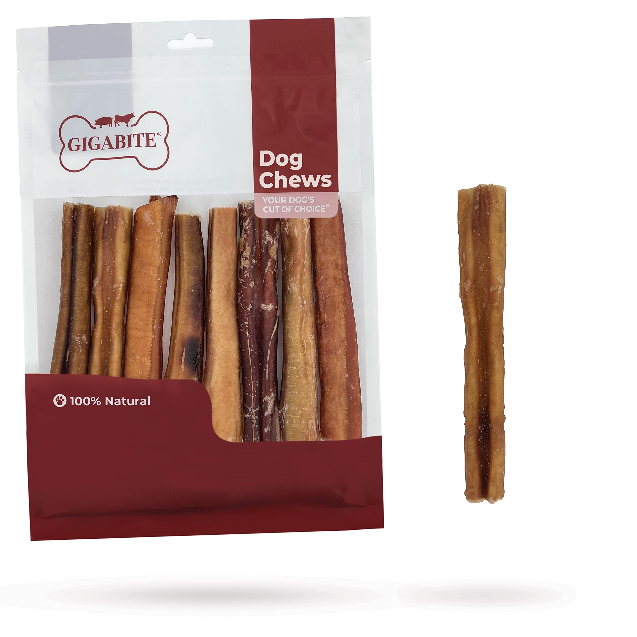 gigabite-bully-sticks-dog-treats-low-odor-grass-fed-6-inch-10-count image 6