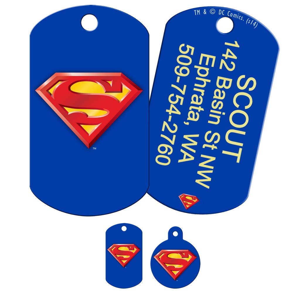gotags-superman-dog-id-tag-solid-brass-with-uv-cured-finish image 1