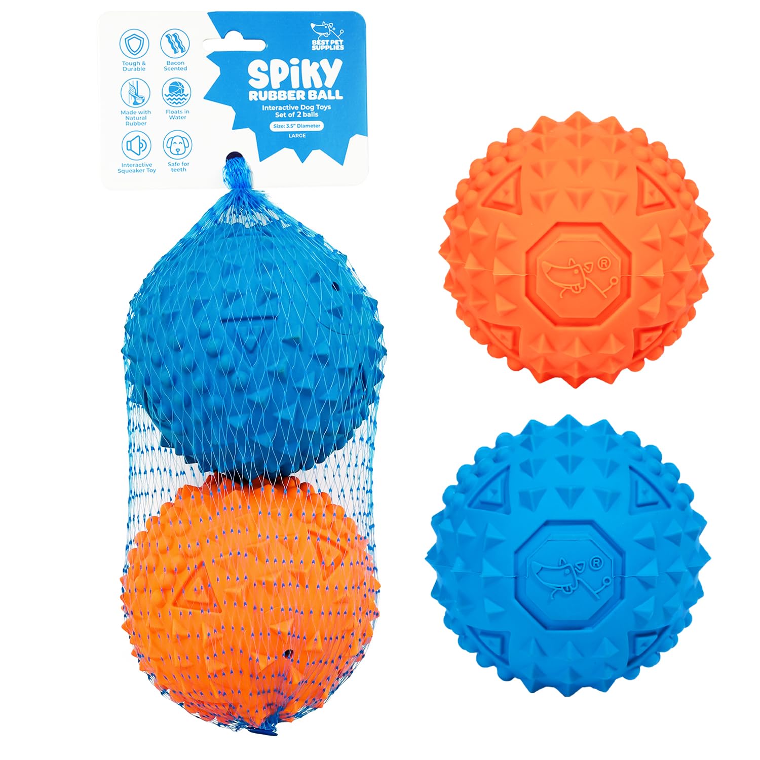 voyager-squeaky-rubber-spiky-ball-dog-toy image 3