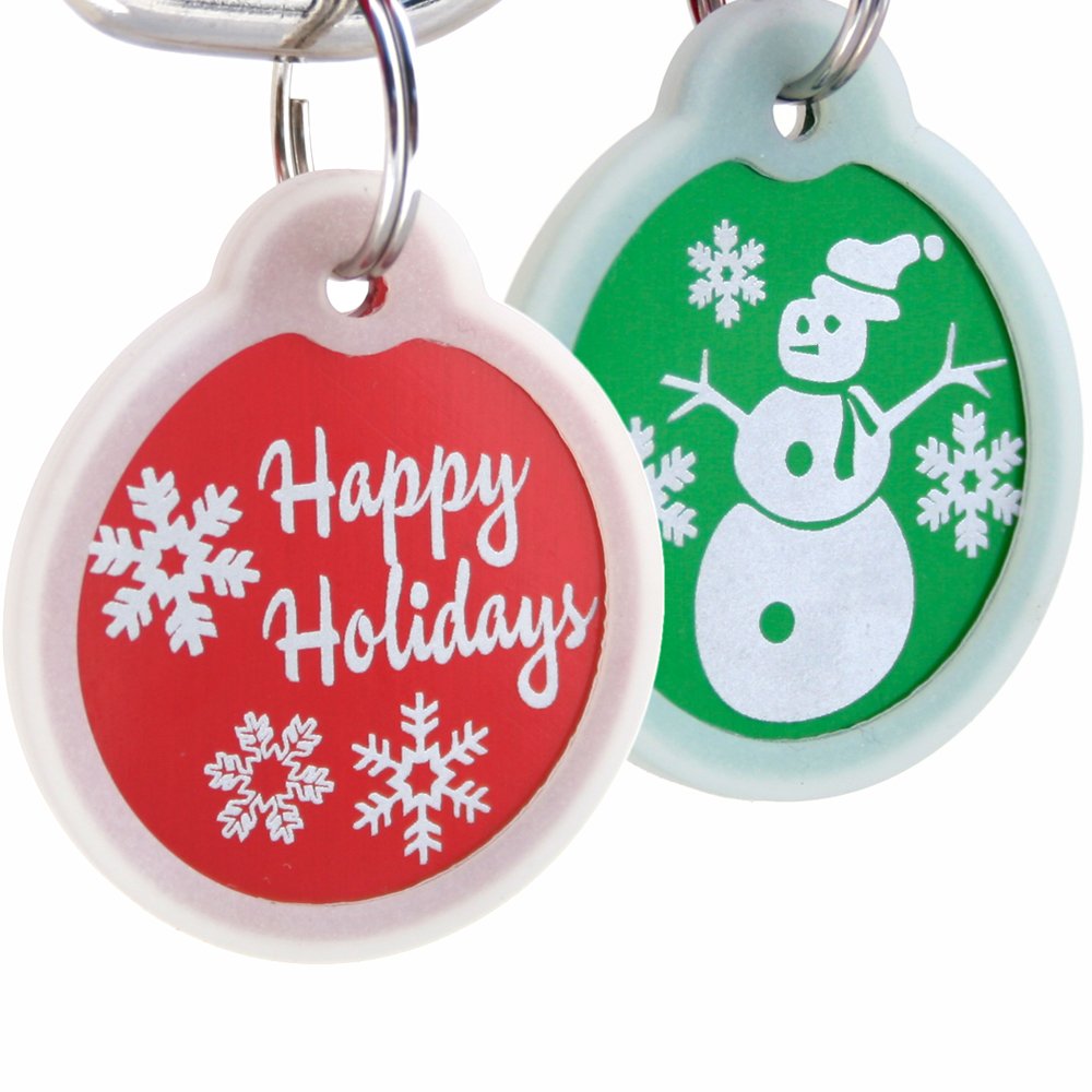gotags-christmas-dog-id-tag-with-silencer-personalized-anodized-aluminum-glow-in image 1