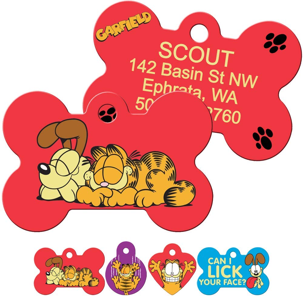 gotags-garfield-odie-dog-id-tag-engraved-solid-brass-comic-strip-pet-tag image 1
