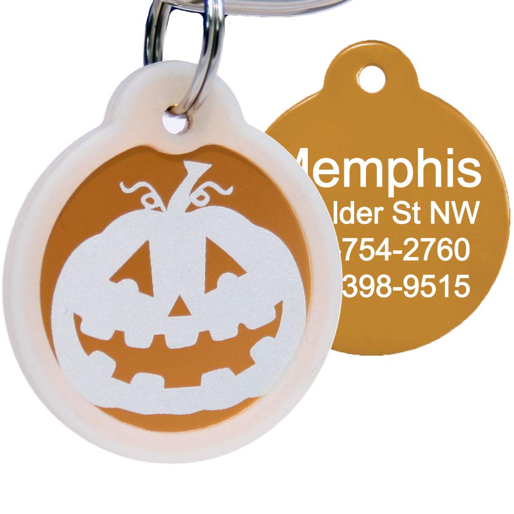 gotags-halloween-dog-id-tag-with-silencer-personalized-anodized-aluminum-pumpkin image 2