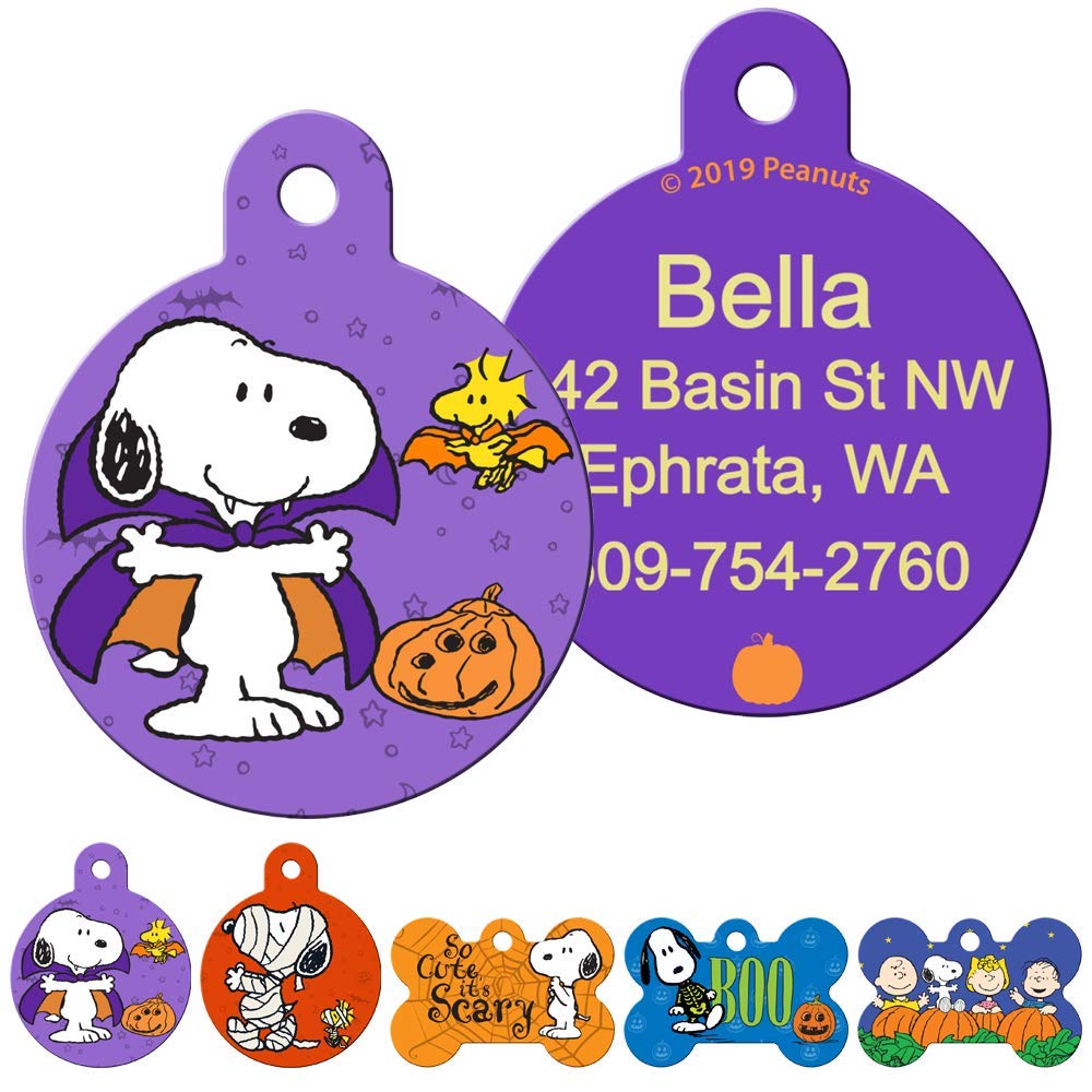 gotags-halloween-snoopy-dog-id-tag-personalized-solid-brass-peanuts-tag-4-spooky image 4