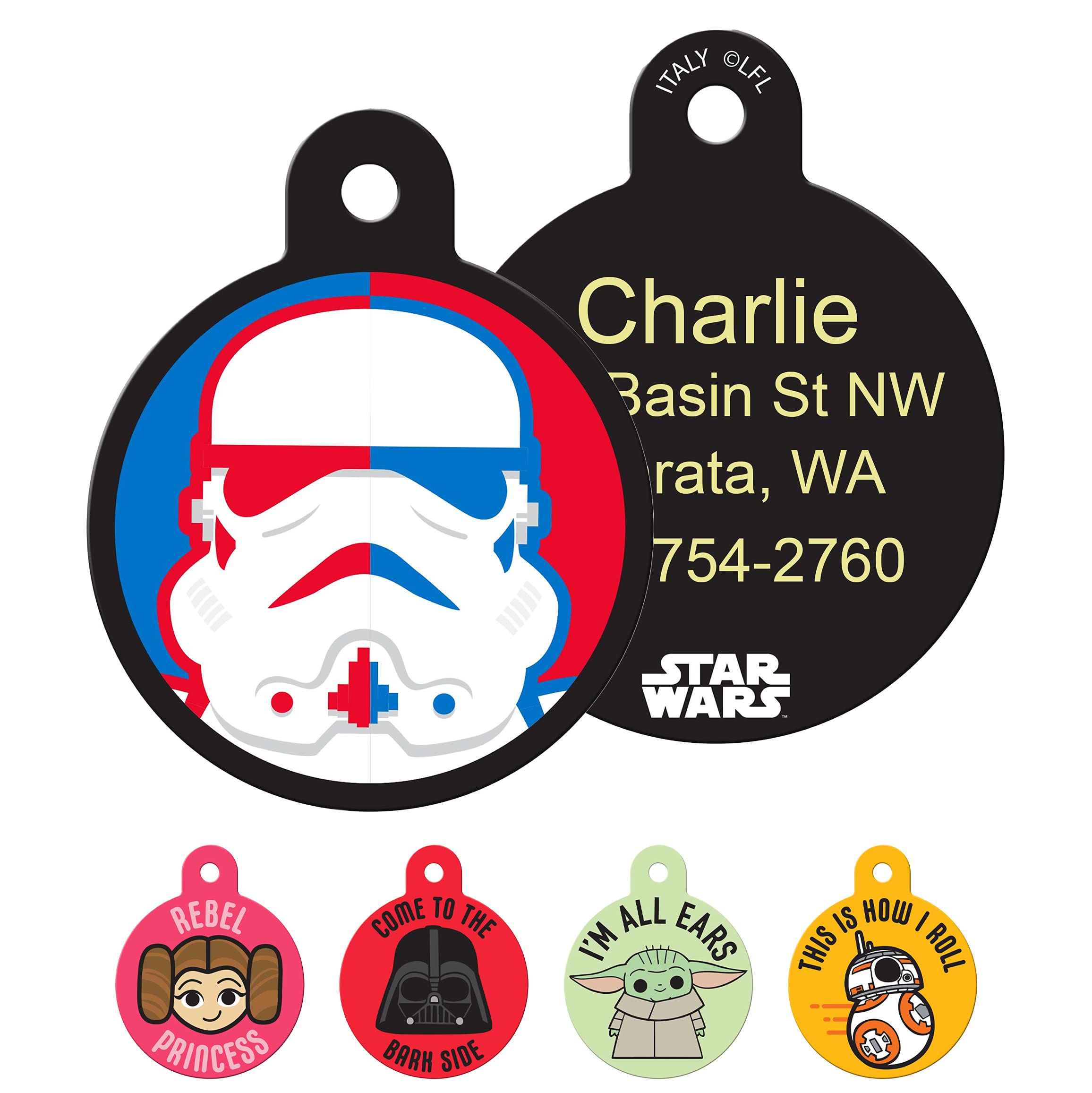 gotags-star-wars-pet-id-tag-brass-uv-cured-paint-laser-engraved-6-designs image 6